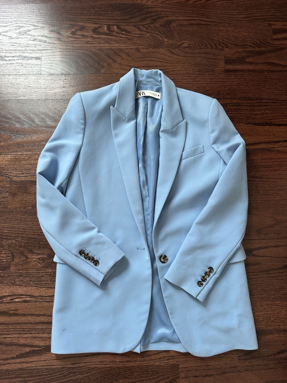 Zara Pastel Blue Single-Button Blazer